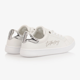 Tommy Hilfiger-Teen White & Silver Trainers | Childrensalon Outlet