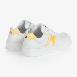 Tommy Hilfiger-ترينرز تينز بناتي جلد صناعي لون أبيض وأصفر | Childrensalon Outlet