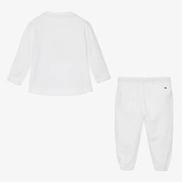 Tommy Hilfiger-White Cotton Baby Trouser Set | Childrensalon Outlet