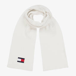 Tommy Hilfiger-White Cotton Knit Flag Scarf | Childrensalon Outlet