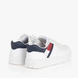 Tommy Hilfiger-ترينرز بأربطة جلد صناعي لون أبيض | Childrensalon Outlet