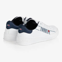 Tommy Hilfiger-White Faux Leather Trainers | Childrensalon Outlet