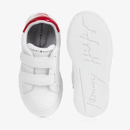 Tommy Hilfiger-White Faux Leather Trainers | Childrensalon Outlet