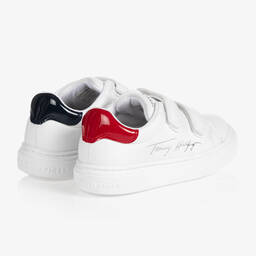 Tommy Hilfiger-White Faux Leather Trainers | Childrensalon Outlet