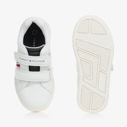 Tommy Hilfiger-White Faux Leather Velcro Trainers | Childrensalon Outlet