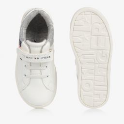Tommy Hilfiger-White & Silver Logo Trainers | Childrensalon Outlet