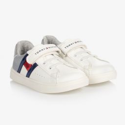 Tommy Hilfiger-White & Silver Logo Trainers | Childrensalon Outlet