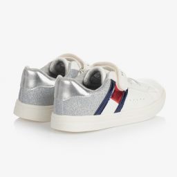 Tommy Hilfiger-White & Silver Logo Trainers | Childrensalon Outlet