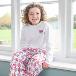 Turquaz-بيجاما قطن لون أبيض وزهري للبنات  | Childrensalon Outlet