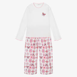 Turquaz-بيجاما قطن لون أبيض وزهري للبنات  | Childrensalon Outlet