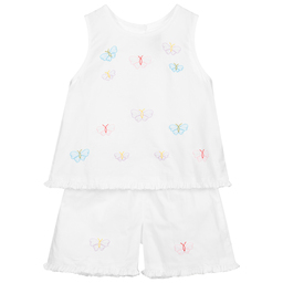 Turquaz-White Embroidered Shorts Set | Childrensalon Outlet