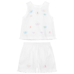 Turquaz-White Embroidered Shorts Set | Childrensalon Outlet
