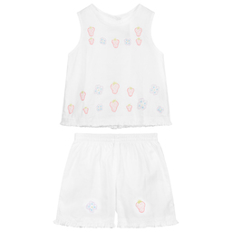 Turquaz-White Embroidered Shorts Set | Childrensalon Outlet