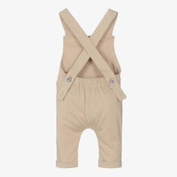 Turtledove London-Beige Organic Cotton Dungarees | Childrensalon Outlet