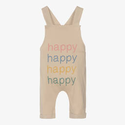 Turtledove London-Beige Organic Cotton Dungarees | Childrensalon Outlet