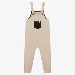 Turtledove London-Beige Organic Cotton Dungarees | Childrensalon Outlet