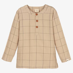 Turtledove London-Beige Organic Cotton Shirt | Childrensalon Outlet