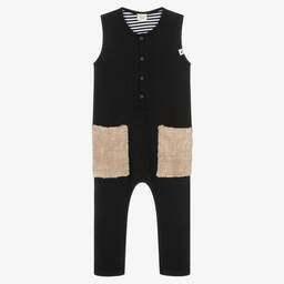 Turtledove London-Black Organic Cotton Jumpsuit | Childrensalon Outlet