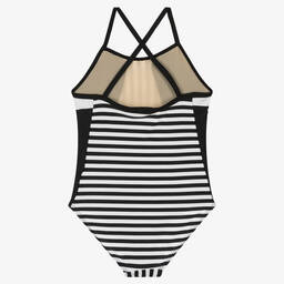 Turtledove London-Girls Black & White Stripe Swimsuit (UPF50+) | Childrensalon Outlet