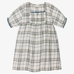 Turtledove London-Girls White Check Cotton Dress | Childrensalon Outlet