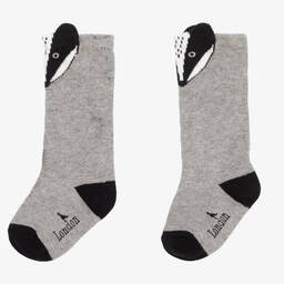 Turtledove London-Grey Cotton Badger Socks | Childrensalon Outlet