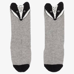 Turtledove London-Grey Cotton Badger Socks | Childrensalon Outlet