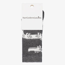 Turtledove London-Grey Crocodile Cotton Socks | Childrensalon Outlet