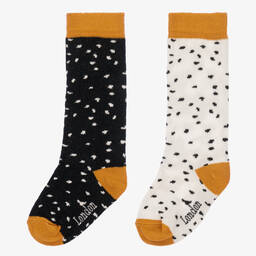 Turtledove London-Ivory & Black Cotton Socks | Childrensalon Outlet