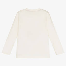 Turtledove London-Ivory Organic Cotton Logo Top | Childrensalon Outlet
