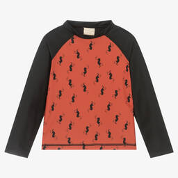 Turtledove London-Red & Black Seahorse Swim Top | Childrensalon Outlet