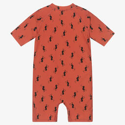 Turtledove London-Red Seahorse Print Swim Onesie | Childrensalon Outlet