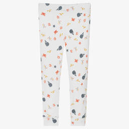 Turtledove London-White Organic Cotton Leggings  | Childrensalon Outlet
