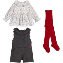 Tutto Piccolo-طقم شورت دانغري 3 قطع قطن لون عاجي، رمادي وأحمر | Childrensalon Outlet