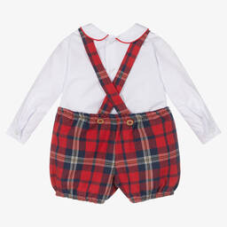 Tutto Piccolo-Baby Boys Red Check Shorts Set | Childrensalon Outlet