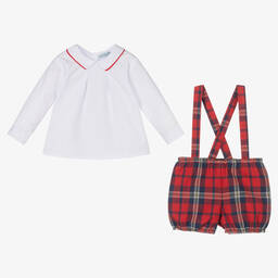 Tutto Piccolo-Baby Boys Red Check Shorts Set | Childrensalon Outlet