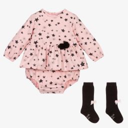 Tutto Piccolo-طقم تبّان وجوارب قطن جيرسي لون زهري للمولودات | Childrensalon Outlet