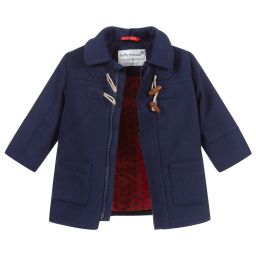 Tutto Piccolo-Синий дафлкот с меховой отделкой | Childrensalon Outlet