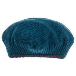 Tutto Piccolo-سكارف وقبعة مزيج قطن وصوف محبوك لون كحلي | Childrensalon Outlet