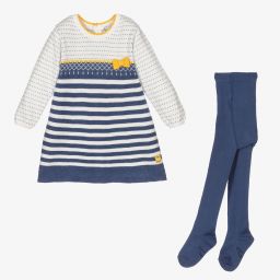 Tutto Piccolo-Blue Knitted Baby Dress Set | Childrensalon Outlet