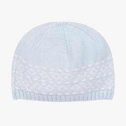 Tutto Piccolo-طقم قبعة وسكارف مزيج قطن محبوك لون أزرق | Childrensalon Outlet