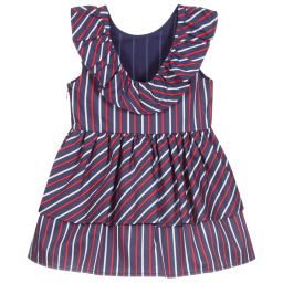 Tutto Piccolo-Синее хлопковое платье в полоску | Childrensalon Outlet