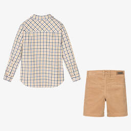Tutto Piccolo-طقم شورت قطن كوردروي لون بيج للأولاد | Childrensalon Outlet