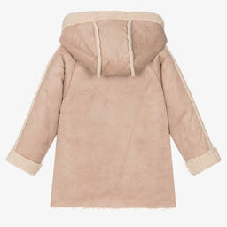 Tutto Piccolo-Boys Beige Faux Sheepskin Hooded Coat | Childrensalon Outlet