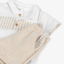 Tutto Piccolo-Бежевый комплект рубашка поло и шорты для мальчиков | Childrensalon Outlet