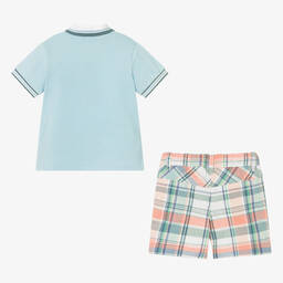 Tutto Piccolo-Boys Blue Check Cotton Shorts Set | Childrensalon Outlet