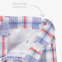 Tutto Piccolo-طقم شورت قطن لون أبيض وأزرق للأولاد | Childrensalon Outlet