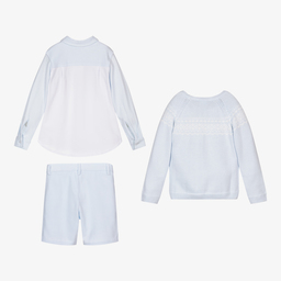 Tutto Piccolo-Boys Blue Cotton Shorts Set | Childrensalon Outlet