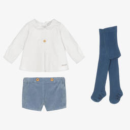 Tutto Piccolo-Комплект с голубыми шортами из хлопка | Childrensalon Outlet