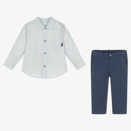 Tutto Piccolo-Рубашка и синие брюки из хлопка | Childrensalon Outlet
