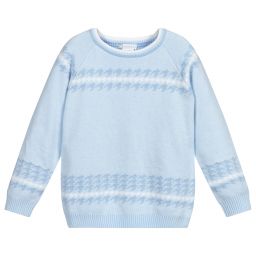 Tutto Piccolo-Boys Blue Houndstooth Sweater | Childrensalon Outlet